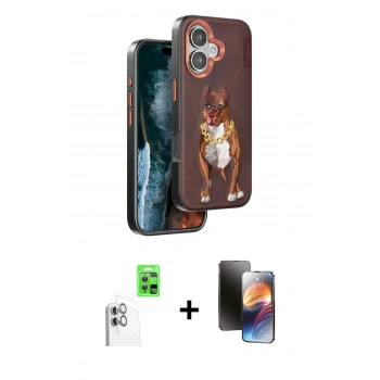 MARSİLYAN™- iPhone 16 Kılıf Nova Form Koleksiyonu - Siyah 3D Antistatik Mat Seramik Nano Ekran Koruyucu + Raze Metal Kamera Lens - BZ
