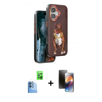 MARSİLYAN™- iPhone 16 Kılıf Nova Form Koleksiyonu - Siyah 3D Antistatik Mat Seramik Nano Ekran Koruyucu + Raze Metal Kamera Lens - LT