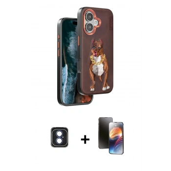MARSİLYAN™- iPhone 16 Kılıf Nova Form Koleksiyonu - Siyah 3D Antistatik Mat Seramik Nano Ekran Koruyucu + PVD Metal Kamera Lens - MI