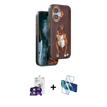 MARSİLYAN™- iPhone 16 Kılıf Nova Form Koleksiyonu - Siyah 3D Antistatik Seramik Nano Ekran Koruyucu + Bilvis Titan Kamera Lens - YL