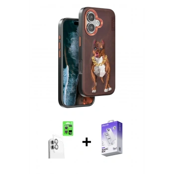 MARSİLYAN™- iPhone 16 Kılıf Nova Form Koleksiyonu - Siyah Bilvis 5in1 3D Magic Cam Ekran Koruyucu + Raze Metal Kamera Lens - BZ