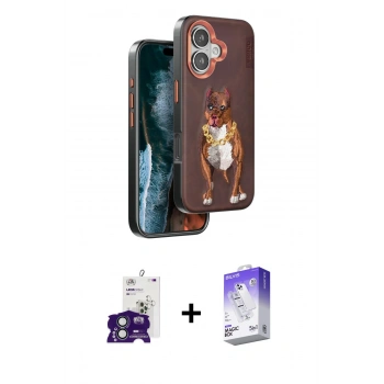MARSİLYAN™- iPhone 16 Kılıf Nova Form Koleksiyonu - Siyah Bilvis 5in1 3D Magic Cam Ekran Koruyucu + Bilvis Titan Kamera Lens - YL