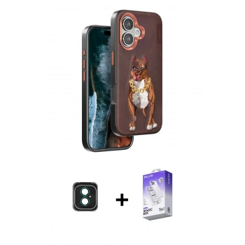 MARSİLYAN™- iPhone 16 Kılıf Nova Form Koleksiyonu - Siyah Bilvis 5in1 3D Magic Cam Ekran Koruyucu + PVD Metal Kamera Lens - YL