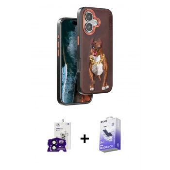MARSİLYAN™- iPhone 16 Kılıf Nova Form Koleksiyonu - Siyah Bilvis 5in1 5D Magic Hayalet Cam Ekran Koruyucu + Bilvis Titan Kamera Lens - SH