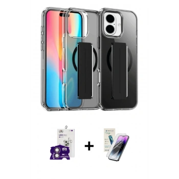 MARSİLYAN™- iPhone 16 Kılıf Nova Işık Koleksiyonu - Şeffaf Pasifik Cam Ekran Koruyucu + Bilvis Titan Kamera Lens - PE