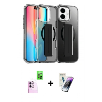MARSİLYAN™- iPhone 16 Kılıf Nova Işık Koleksiyonu - Şeffaf Pasifik Cam Ekran Koruyucu + Raze Metal Kamera Lens - PE