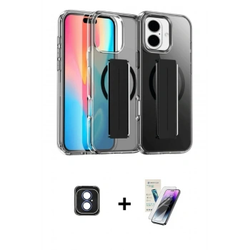 MARSİLYAN™- iPhone 16 Kılıf Nova Işık Koleksiyonu - Şeffaf Pasifik Cam Ekran Koruyucu + PVD Metal Kamera Lens - MI