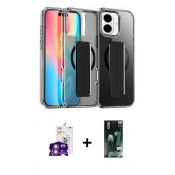 MARSİLYAN™- iPhone 16 Kılıf Nova Işık Koleksiyonu - Siyah 360 Mat Full Body Arka Koruyucu + Bilvis Titan Kamera Lens - GS