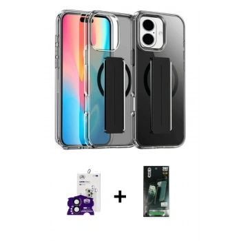 MARSİLYAN™- iPhone 16 Kılıf Nova Işık Koleksiyonu - Siyah 360 Mat Full Body Arka Koruyucu + Bilvis Titan Kamera Lens - SH