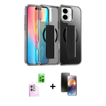 MARSİLYAN™- iPhone 16 Kılıf Nova Işık Koleksiyonu - Siyah 3D Antistatik Mat Seramik Nano Ekran Koruyucu + Raze Metal Kamera Lens - PE