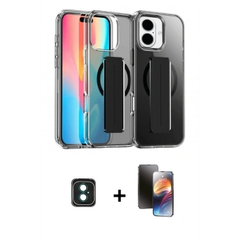 MARSİLYAN™- iPhone 16 Kılıf Nova Işık Koleksiyonu - Siyah 3D Antistatik Mat Seramik Nano Ekran Koruyucu + PVD Metal Kamera Lens - YL