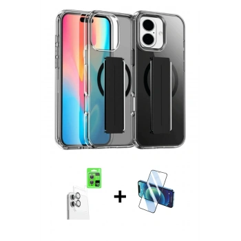 MARSİLYAN™- iPhone 16 Kılıf Nova Işık Koleksiyonu - Siyah 3D Antistatik Seramik Nano Ekran Koruyucu + Raze Metal Kamera Lens - BZ