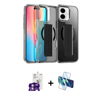 MARSİLYAN™- iPhone 16 Kılıf Nova Işık Koleksiyonu - Siyah 3D Antistatik Seramik Nano Ekran Koruyucu + Bilvis Titan Kamera Lens - GS