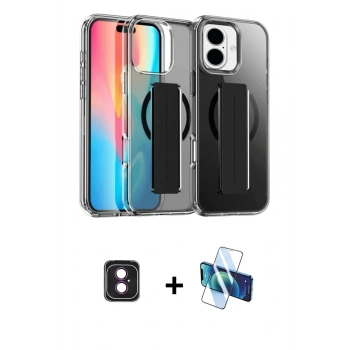 MARSİLYAN™- iPhone 16 Kılıf Nova Işık Koleksiyonu - Siyah 3D Antistatik Seramik Nano Ekran Koruyucu + PVD Metal Kamera Lens - PE