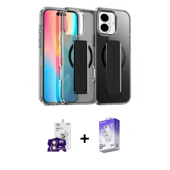 MARSİLYAN™- iPhone 16 Kılıf Nova Işık Koleksiyonu - Siyah Bilvis 5in1 3D Magic Cam Ekran Koruyucu + Bilvis Titan Kamera Lens - PE