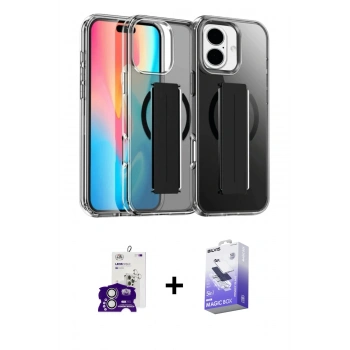 MARSİLYAN™- iPhone 16 Kılıf Nova Işık Koleksiyonu - Siyah Bilvis 5in1 5D Magic Hayalet Cam Ekran Koruyucu + Bilvis Titan Kamera Lens - GS
