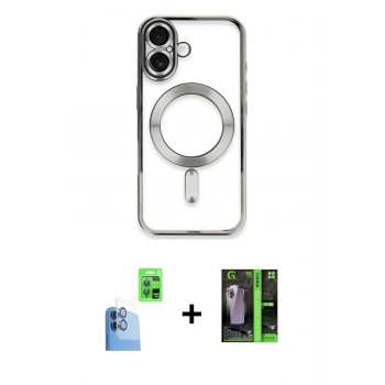 MARSİLYAN™- iPhone 16 Kılıf Nova Işık Özel Seri - Şeffaf 360 Full Body Arka Koruyucu + Raze Metal Kamera Lens - LT