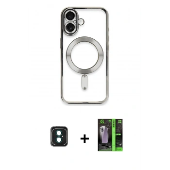 MARSİLYAN™- iPhone 16 Kılıf Nova Işık Özel Seri - Şeffaf 360 Full Body Arka Koruyucu + PVD Metal Kamera Lens - YL