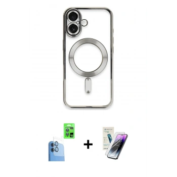 MARSİLYAN™- iPhone 16 Kılıf Nova Işık Özel Seri - Şeffaf Pasifik Cam Ekran Koruyucu + Raze Metal Kamera Lens - LT