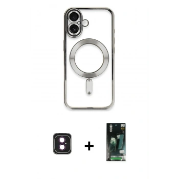 MARSİLYAN™- iPhone 16 Kılıf Nova Işık Özel Seri - Siyah 360 Mat Full Body Arka Koruyucu + PVD Metal Kamera Lens - PE