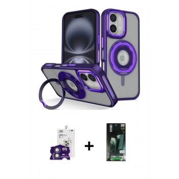 MARSİLYAN™- iPhone 16 Kılıf Nova Minimal Serisi - Siyah 360 Mat Full Body Arka Koruyucu + Bilvis Titan Kamera Lens - YL