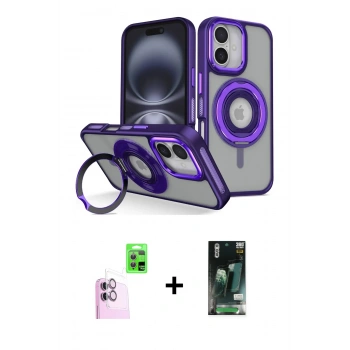 MARSİLYAN™- iPhone 16 Kılıf Nova Minimal Serisi - Siyah 360 Mat Full Body Arka Koruyucu + Raze Metal Kamera Lens - PE