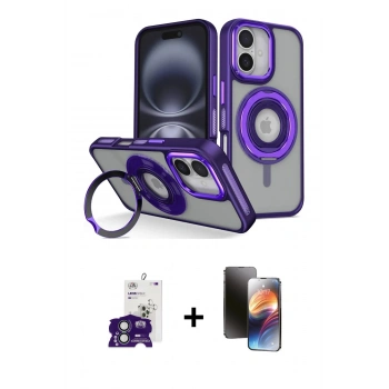 MARSİLYAN™- iPhone 16 Kılıf Nova Minimal Serisi - Siyah 3D Antistatik Mat Seramik Nano Ekran Koruyucu + Bilvis Titan Kamera Lens - YL