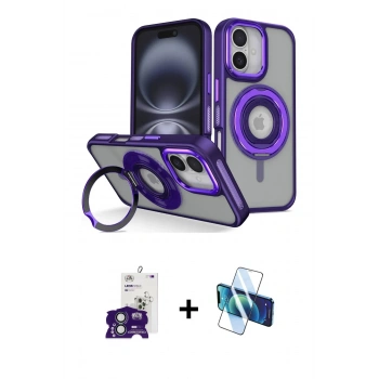 MARSİLYAN™- iPhone 16 Kılıf Nova Minimal Serisi - Siyah 3D Antistatik Seramik Nano Ekran Koruyucu + Bilvis Titan Kamera Lens - YL