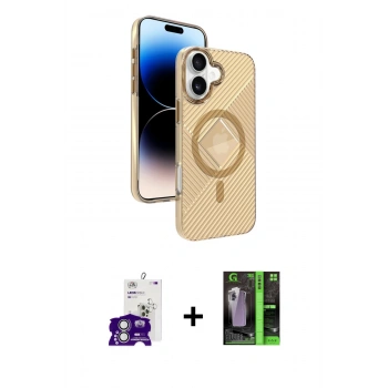 MARSİLYAN™- iPhone 16 Kılıf Nova Modern Prime - Şeffaf 360 Full Body Arka Koruyucu + Bilvis Titan Kamera Lens - GS