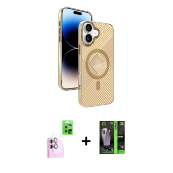 MARSİLYAN™- iPhone 16 Kılıf Nova Modern Prime - Şeffaf 360 Full Body Arka Koruyucu + Raze Metal Kamera Lens - PE