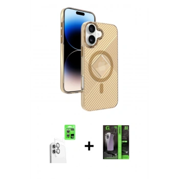 MARSİLYAN™- iPhone 16 Kılıf Nova Modern Prime - Şeffaf 360 Full Body Arka Koruyucu + Raze Metal Kamera Lens - BZ