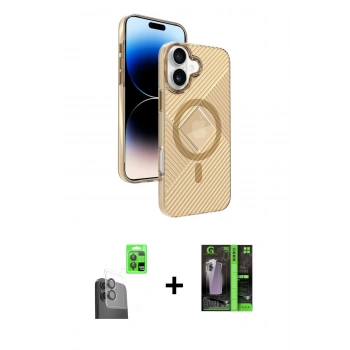 MARSİLYAN™- iPhone 16 Kılıf Nova Modern Prime - Şeffaf 360 Full Body Arka Koruyucu + Raze Metal Kamera Lens - SH