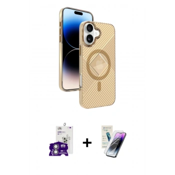 MARSİLYAN™- iPhone 16 Kılıf Nova Modern Prime - Şeffaf Pasifik Cam Ekran Koruyucu + Bilvis Titan Kamera Lens - GS