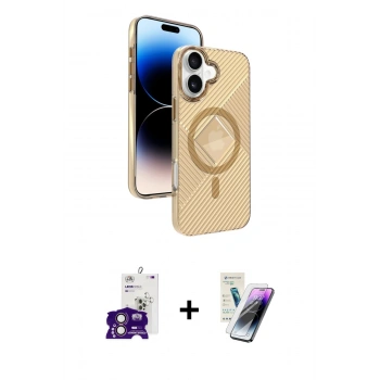 MARSİLYAN™- iPhone 16 Kılıf Nova Modern Prime - Şeffaf Pasifik Cam Ekran Koruyucu + Bilvis Titan Kamera Lens - PE
