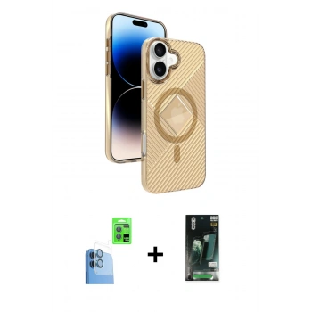 MARSİLYAN™- iPhone 16 Kılıf Nova Modern Prime - Siyah 360 Mat Full Body Arka Koruyucu + Raze Metal Kamera Lens - LT