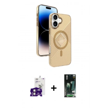 MARSİLYAN™- iPhone 16 Kılıf Nova Modern Prime - Siyah 360 Mat Full Body Arka Koruyucu + Bilvis Titan Kamera Lens - PE