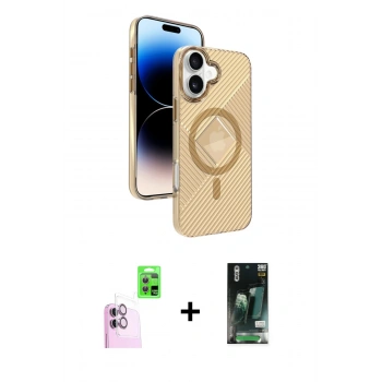 MARSİLYAN™- iPhone 16 Kılıf Nova Modern Prime - Siyah 360 Mat Full Body Arka Koruyucu + Raze Metal Kamera Lens - PE