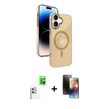 MARSİLYAN™- iPhone 16 Kılıf Nova Modern Prime - Siyah 3D Antistatik Mat Seramik Nano Ekran Koruyucu + Raze Metal Kamera Lens - BZ