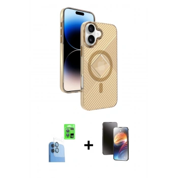 MARSİLYAN™- iPhone 16 Kılıf Nova Modern Prime - Siyah 3D Antistatik Mat Seramik Nano Ekran Koruyucu + Raze Metal Kamera Lens - LT