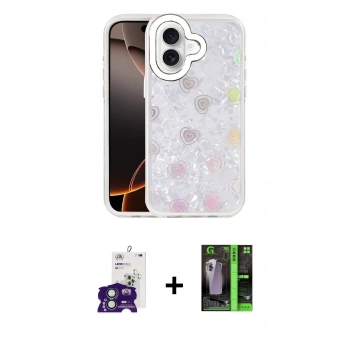 MARSİLYAN™- iPhone 16 Kılıf Odak Prime - Şeffaf 360 Full Body Arka Koruyucu + Bilvis Titan Kamera Lens - YL