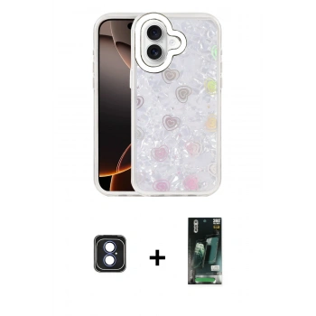 MARSİLYAN™- iPhone 16 Kılıf Odak Prime - Siyah 360 Mat Full Body Arka Koruyucu + PVD Metal Kamera Lens - MI