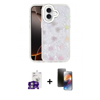 MARSİLYAN™- iPhone 16 Kılıf Odak Prime - Siyah 3D Antistatik Mat Seramik Nano Ekran Koruyucu + Bilvis Titan Kamera Lens - GS