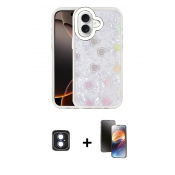 MARSİLYAN™- iPhone 16 Kılıf Odak Prime - Siyah 3D Antistatik Mat Seramik Nano Ekran Koruyucu + PVD Metal Kamera Lens - MI