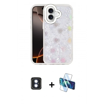 MARSİLYAN™- iPhone 16 Kılıf Odak Prime - Siyah 3D Antistatik Seramik Nano Ekran Koruyucu + PVD Metal Kamera Lens - MI