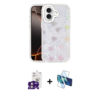 MARSİLYAN™- iPhone 16 Kılıf Odak Prime - Siyah 3D Antistatik Seramik Nano Ekran Koruyucu + Bilvis Titan Kamera Lens - PE