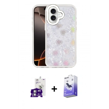 MARSİLYAN™- iPhone 16 Kılıf Odak Prime - Siyah Bilvis 5in1 5D Magic Hayalet Cam Ekran Koruyucu + Bilvis Titan Kamera Lens - GS