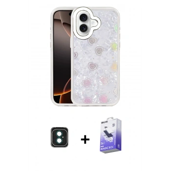 MARSİLYAN™- iPhone 16 Kılıf Odak Prime - Siyah Bilvis 5in1 5D Magic Hayalet Cam Ekran Koruyucu + PVD Metal Kamera Lens - YL