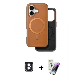 MARSİLYAN™- iPhone 16 Kılıf Pusula Işık Koleksiyonu - Şeffaf Pasifik Cam Ekran Koruyucu + PVD Metal Kamera Lens - MI