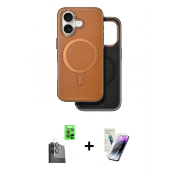 MARSİLYAN™- iPhone 16 Kılıf Pusula Işık Koleksiyonu - Şeffaf Pasifik Cam Ekran Koruyucu + Raze Metal Kamera Lens - SH