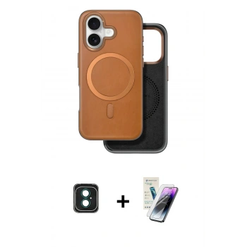 MARSİLYAN™- iPhone 16 Kılıf Pusula Işık Koleksiyonu - Şeffaf Pasifik Cam Ekran Koruyucu + PVD Metal Kamera Lens - YL